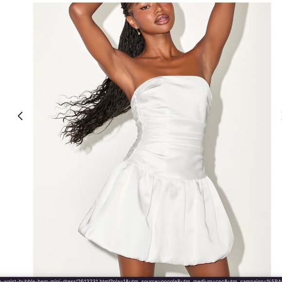 LULUS White Drop Waist Bubble-Hem Mini Dress medium NWT - bride bridal - Picture 5 of 5